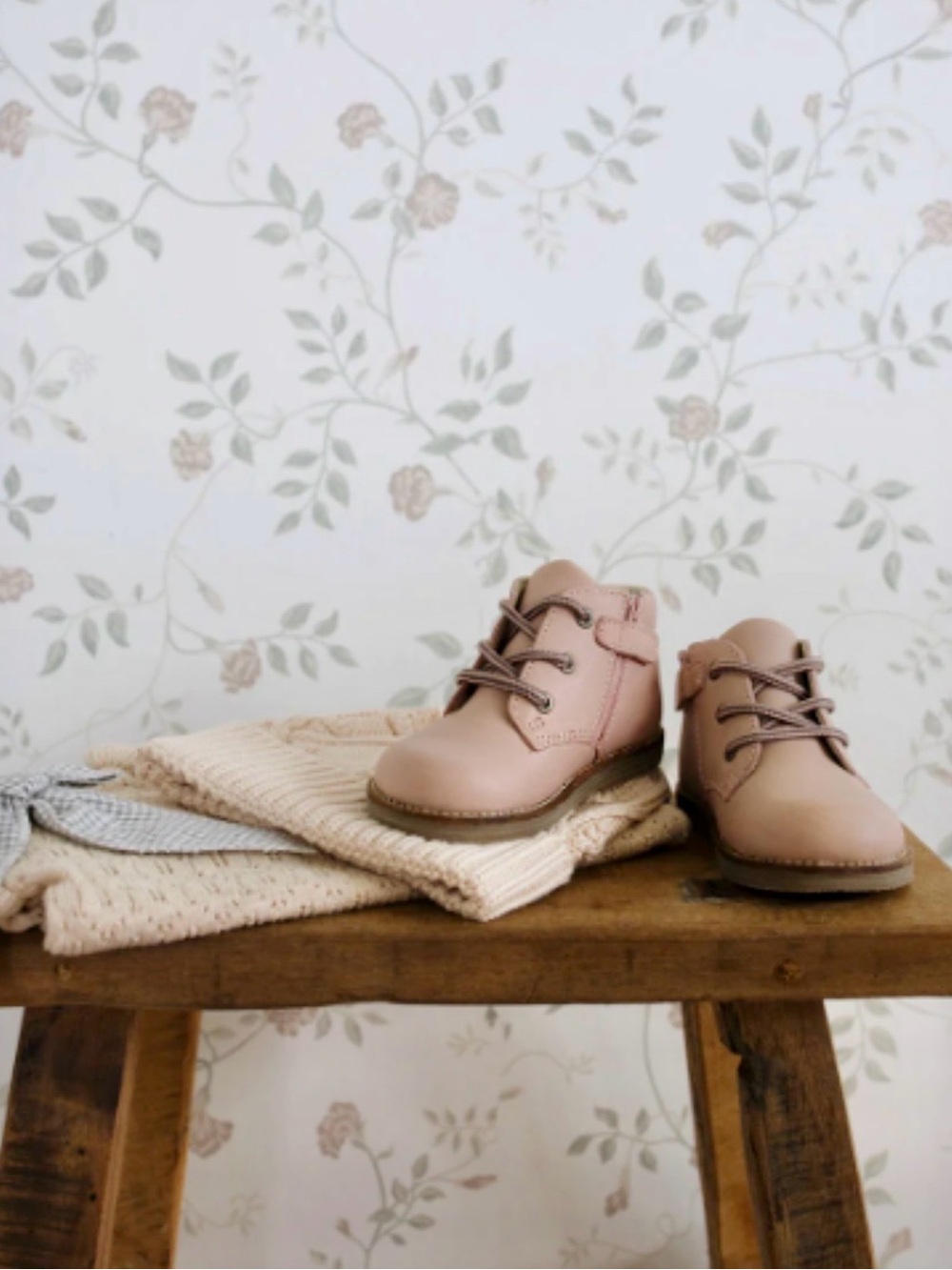 Jamie Kay Blush Pink Leather Lace-Up Baby Boots Sold Out Brand New In Box 🌸